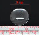 10 pieces 30mm or 1-1/4" inch Clear Glass Domed Circle Cabochons, for Bottlecaps, Pendants, Jewelry Making, Scrapbooking cab0178