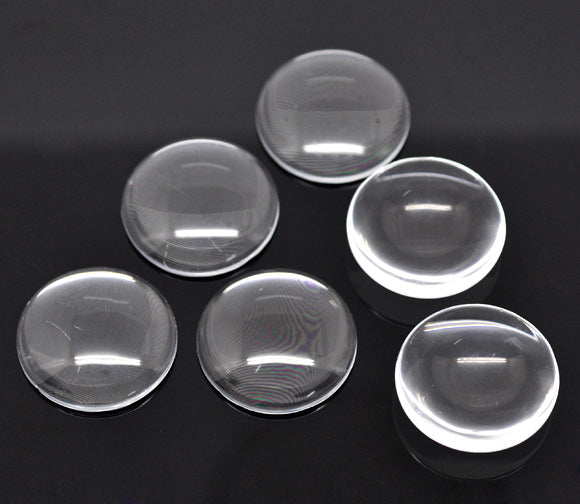 10 pieces 30mm or 1-1/4" inch Clear Glass Domed Circle Cabochons, for Bottlecaps, Pendants, Jewelry Making, Scrapbooking cab0178