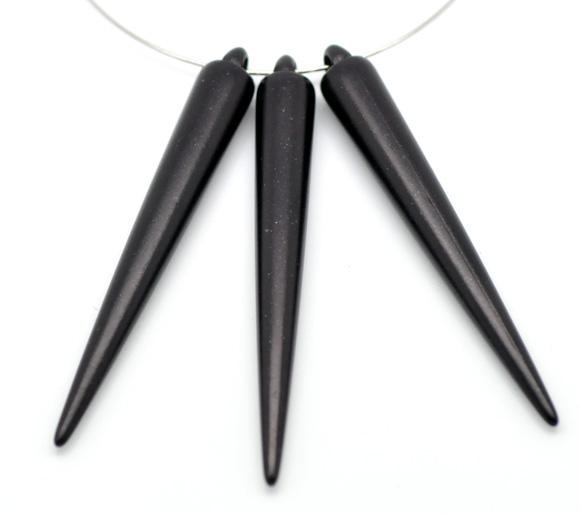 50 Large Long BLACK Acrylic Spikes for Hoop Earrings 52x7mm (2"x1/4")  cha0005