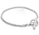 4 Silver Tone Rope Chain Bracelets with Toggle Clasp . Fits European Style Beads, 21cm (7-7/8") . add your own beads fch0106b