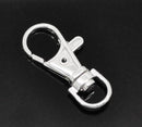 4 Silver Plated Lobster Swivel Clasps for Key Rings, Dog Leashes  37mm x 16mm fcl0018