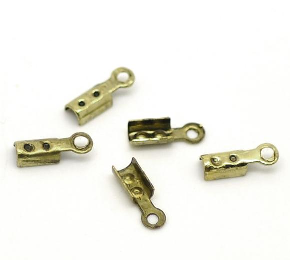 50 Bronze Cord Crimp Ends, Bail Findings, fin0960