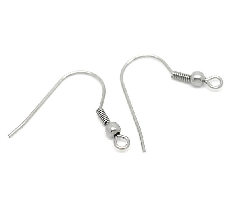 100 STAINLESS STEEL Hypoallergenic French Hook Earrings Ear Wires (50 pairs) fin0046a