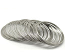 100 Silver Tone Steel Metal Memory Wire Loops  55mm, small bracelet, about 2-1/4" diameter, 18 gauge wir0006