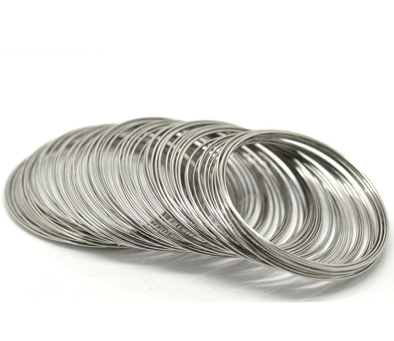 100 Silver Tone Steel Metal Memory Wire Loops  55mm, small bracelet, about 2-1/4" diameter, 18 gauge wir0006