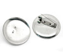 10 Antiqued Silver Brooch Pin with Bezel Cabochon Tray, 1-3/8" Bezel Tray (fits 35mm), pin blanks, pin0102