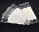 100 Resealable Self-Sealing Bags with Display Card, usable space 10x5.5cm (4" x 1-1/4") bulk cello jewelry bags, cellophane bag0077