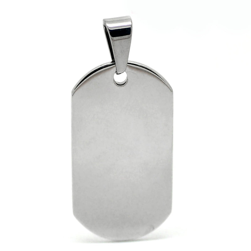 1 Stainless Steel Metal Stamping Blank Pendant, DOG TAG shape, bail  32mm x 20mm 12 gauge msb0049