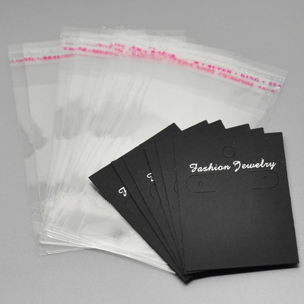 100 Resealable Self-Sealing Bags and Earring Cards, usable space 10x6c