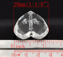 20 Large CLEAR Faceted Acrylic Lucite Hearts Beads, 1-1/8" wide, bac0250b