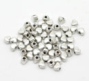 50 Tiny Antique SILVER Tone Metal HEART Spacer Beads  4mm bme0091a