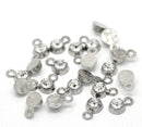 50 Clear Rhinestone Drop Charms, Channel Set Charm Pendant Drops, Dot Charms, silver metal 8mm x 5mm chs3231