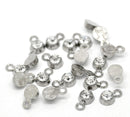 10 Clear Rhinestone Drop Charms, Channel Set Charm Pendant Drops, Dot Charms, silver metal 8mm x 5mm chs3231a