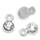 10 Clear Rhinestone Drop Charms, Channel Set Charm Pendant Drops, Dot Charms, silver metal 8mm x 5mm chs3231a