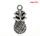 10 Silver PINEAPPLE Charms, Antique Silver Tone Pendants, symbol of hospitality, chs1891
