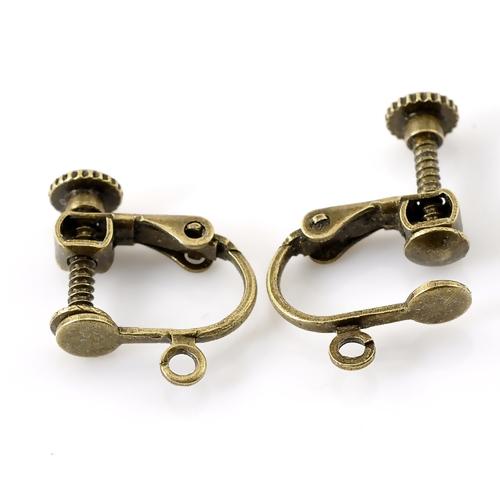 20 Bronze Screw Back Earring Blanks, clip on earrings with loop, fin1033