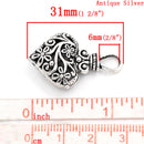 4 Antiqued Silver Tone FILIGREE HEART Charm Pendants  CHS0030