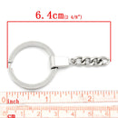 10 Silver Keychain Rings with Chain, Key Chain Blanks for adding your own charms, beads, 1 1/4" diameter fin0692