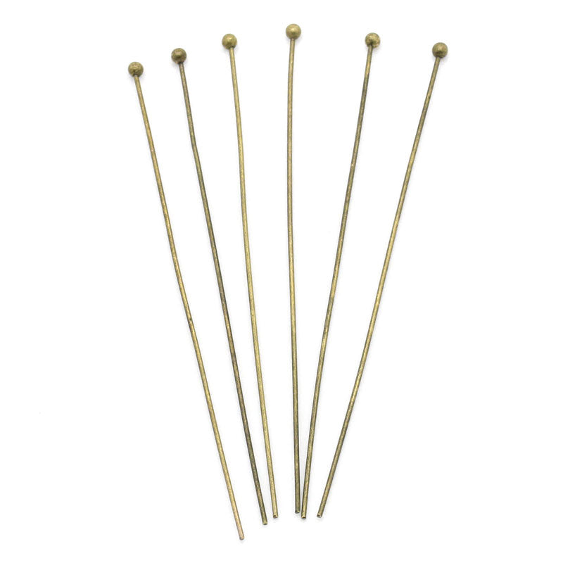 300 Antique Bronze THIN Ball Head Pins, 2-3/8" long (60mm)  24 gauge PIN0085