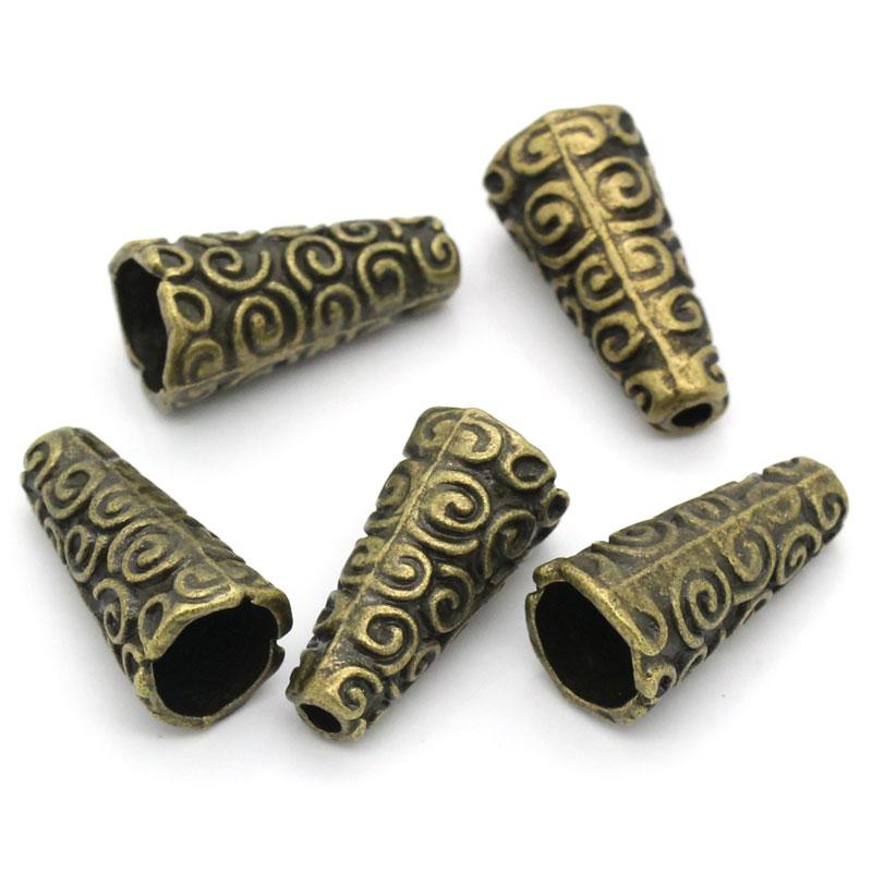 20 Brass CONE BEAD CAPS Dark Gold Bronze 17x8mm  fin0467