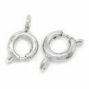 25 Spring Ring Clasps, Silver Tone Metal, 6mm  fcl0476