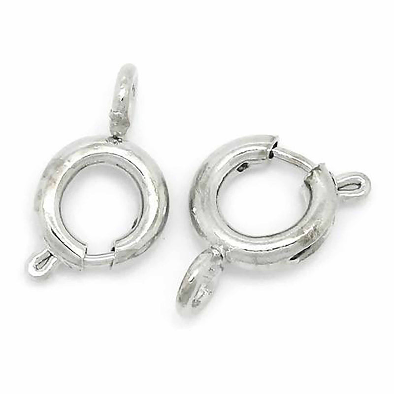 25 Spring Ring Clasps, Silver Tone Metal, 6mm  fcl0476