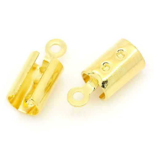 30 Gold Plated End Caps, Leather Cord End Connectors Bead Caps Fits 4mm cord fin1058