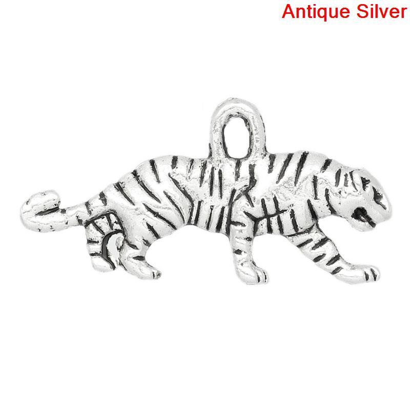 10 Silver TIGER Charms  chs1345