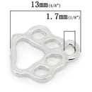 10 OPEN PAW Print Charm Pendants . dog paw print, cat paw print, silver pewter metal, school pride chs1819