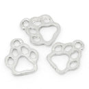 10 OPEN PAW Print Charm Pendants . dog paw print, cat paw print, silver pewter metal, school pride chs1819