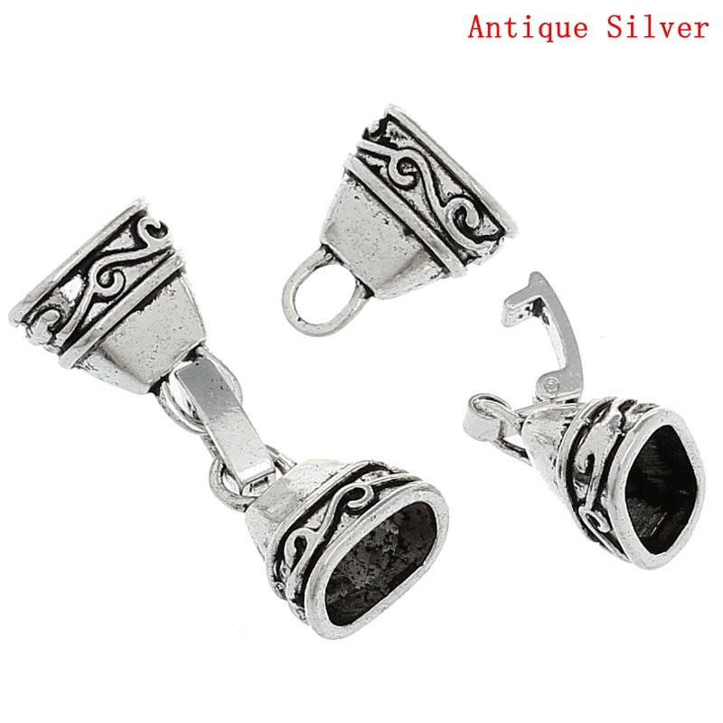 5 Sets Silver End Cap Clasps for Kumihimo Jewelry, Leather Cord End Connectors, Bails, Bead Caps, fcl0140