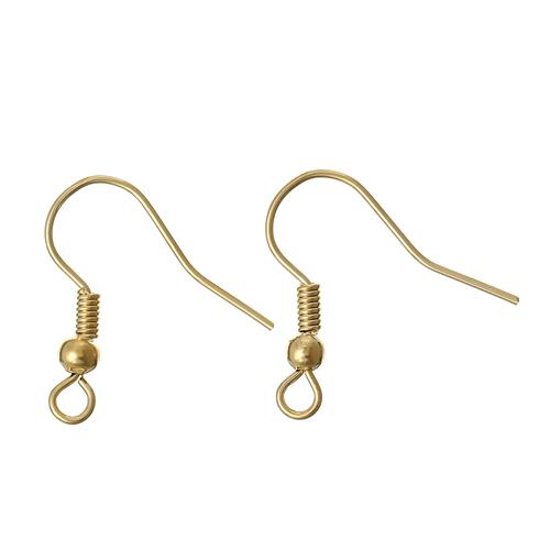 50 Bright 18k GOLD PLATED Metal Fish Hook Earrings Ear Wires (25 pairs) fin1031