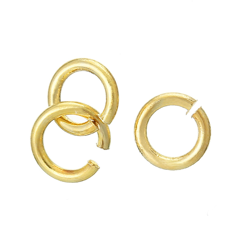50 Gold Open Jump Rings, 4mm OD, 18kt gold plated, 2.6mm ID, 22ga, 0.7mm wire, 22 gauge, jum0219a