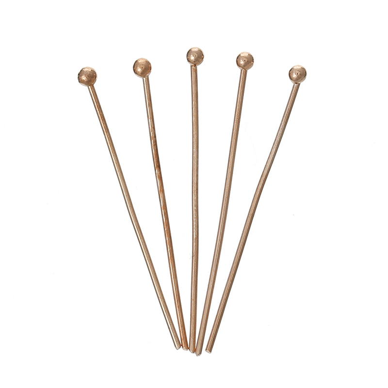 300 ROSE GOLD Metal Ball Head Pins, 3cm long, 30mm (1-1/4"), 21 gauge (thin and bendable), pin0093
