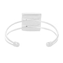 5 BANGLE Cuff Bracelets with 25mm (1") Square Bezel Tray, silver plated metal, for Cabochon Setting, 25mm (1 inch) fin0549b