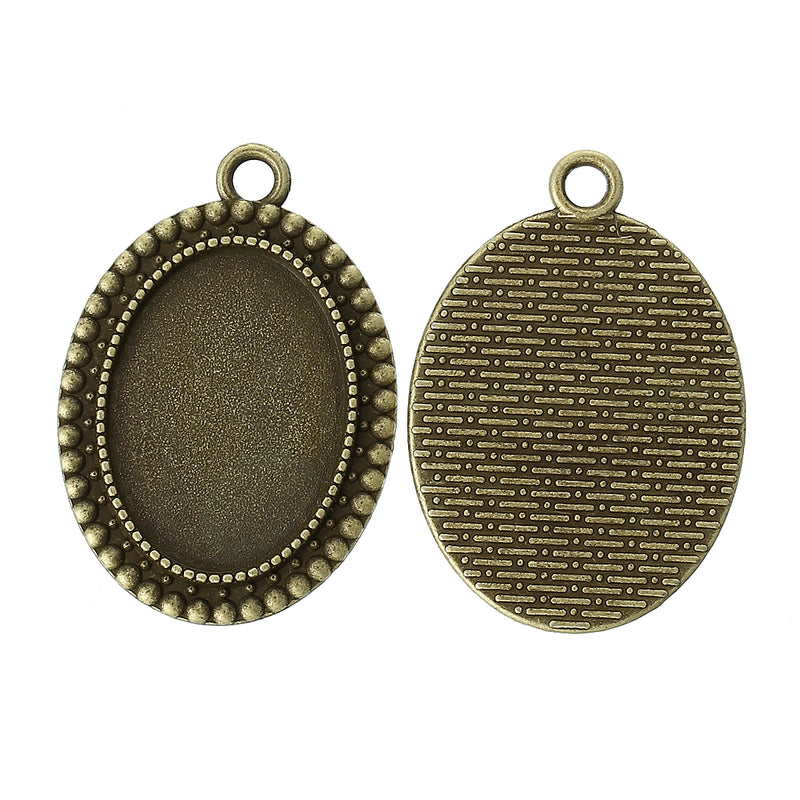 10 Oval Bezel Blanks, Bronze Bezel Charms, Cabochon Blanks, Bezel Tray Charms, Fits 25x18mm, chs3427