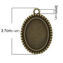 10 Oval Bezel Blanks, Bronze Bezel Charms, Cabochon Blanks, Bezel Tray Charms, Fits 25x18mm, chs3427