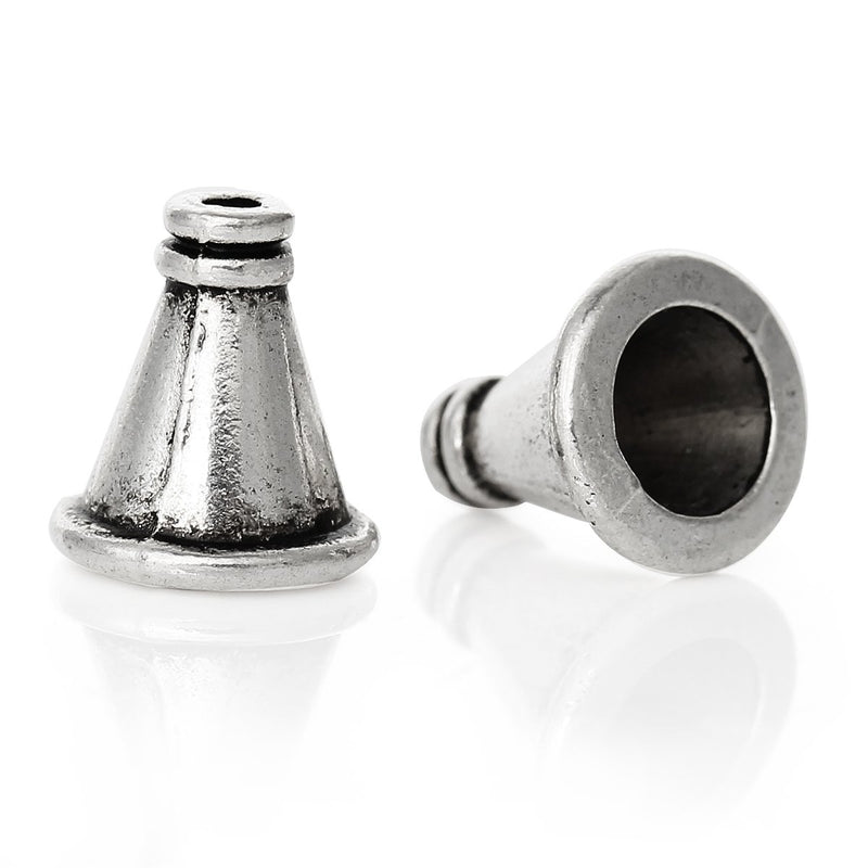 20 Antique Silver CONE Metal Bead Caps, 11x10mm  fin0317