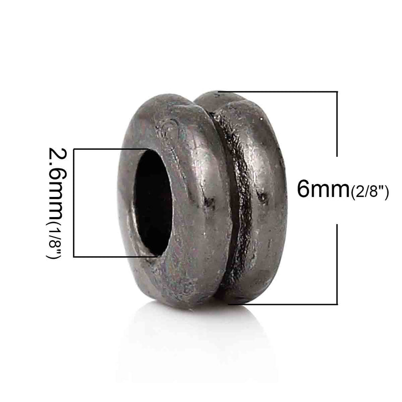 50 Gunmetal Double Rondelle Spacer Beads, 6mm, bme0383