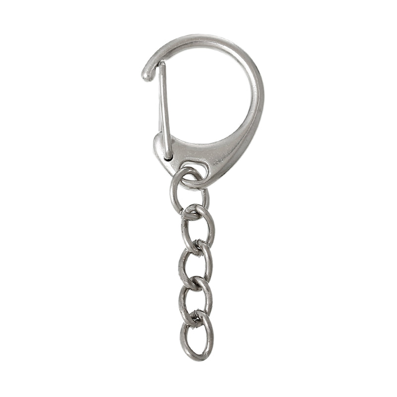 10 Bulk Package Silver Tone Metal Lobster Clasps for Key Rings with Chain  fcl0113
