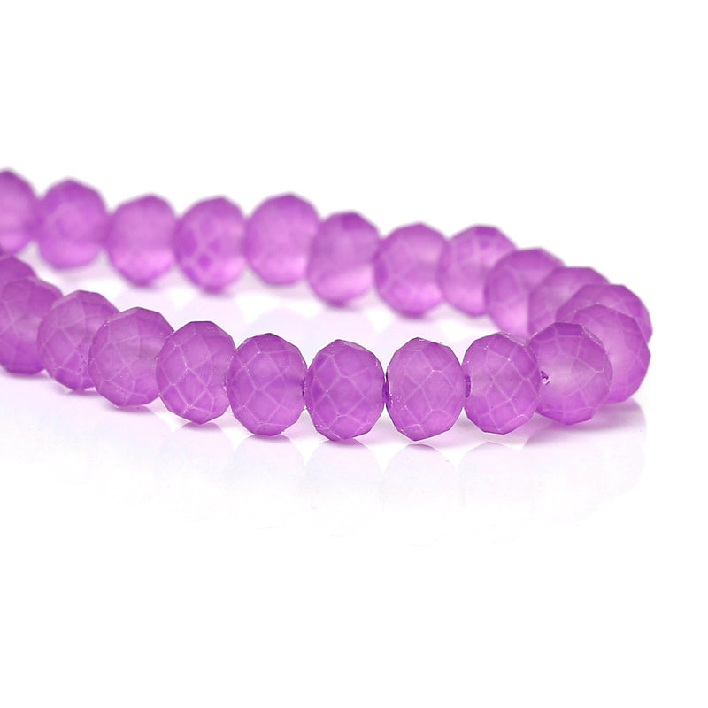 4mm LAVENDER PURPLE Matte Glass Rondelle Beads, faceted, like beach glass, full strand, 100 beads, bgl1102