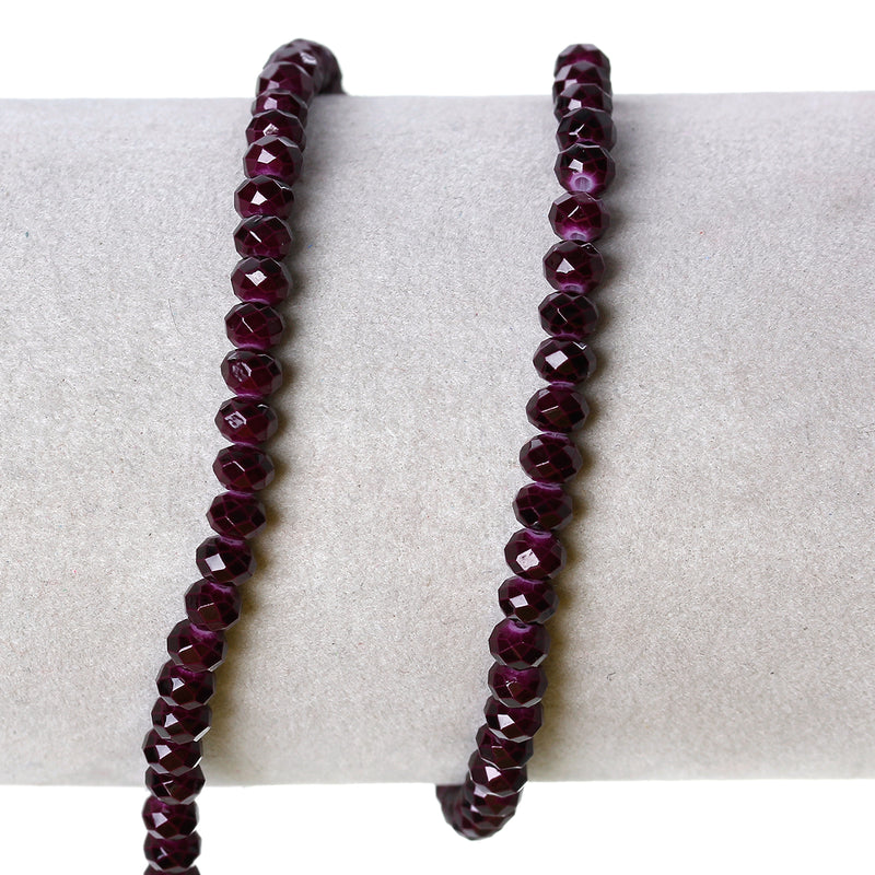 4mm DARK PURPLE Glass Rondelle Beads, faceted, full strand, 100 beads, bgl1095