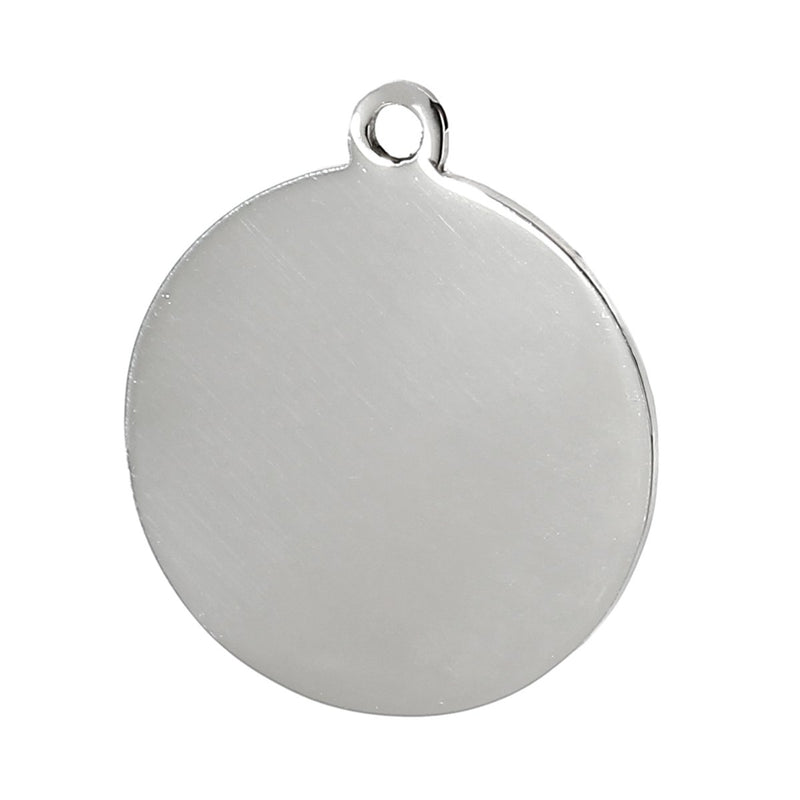 2 Stainless Steel Round Charm Pendants Stamping Blanks, 1", 26mm diameter, thick 14 gauge flat disc circle round, msb0260