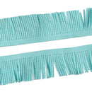 2m AQUA BLUE Tassel Fringe, 1-1/8" wide (30mm), Faux Suede, Velvet Suede Fringe, Vegan Leather Suede, 2mm thick, 2 meters long, cft0088