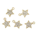 4 Gold RHINESTONE STAR Charm Pendants, gold plated, crystals, chg0278