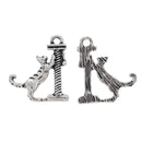 5 Silver Plated CAT Charms, Cat on Scratching Post Charms, 19x17mm, chs3440
