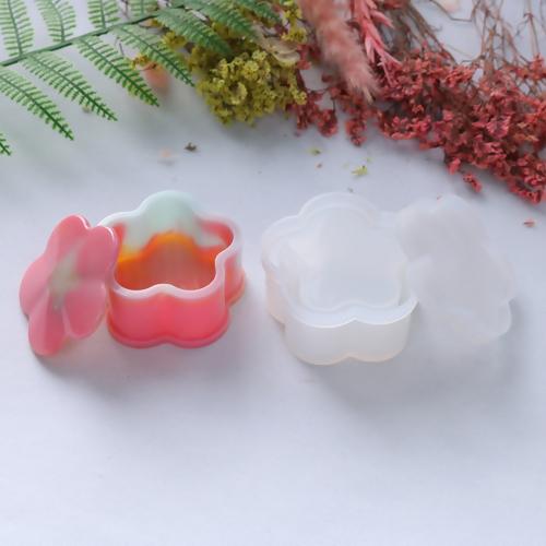 Silicone Mold Trinket Box, Flower, Resin Mold with Lid, 3", tol1197