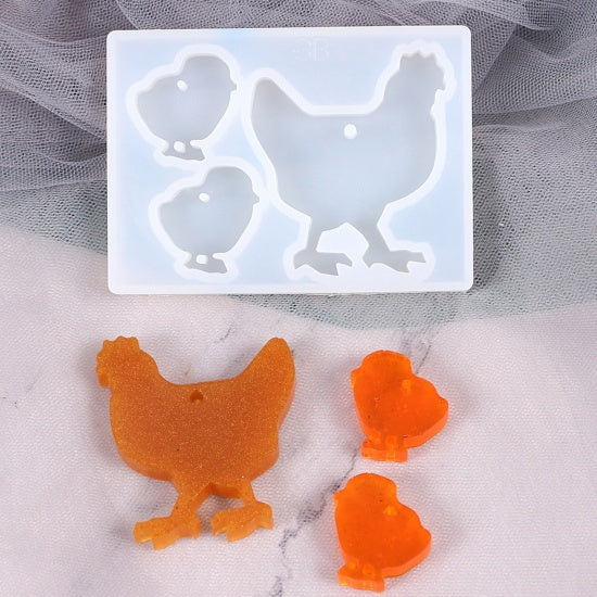 Epoxy Resin Mold, Chicken Mold, Hen with Chicks, tol1350