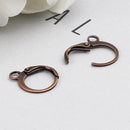 20 Copper Lever Back Earrings Ear Wires, Round, (10 pairs) fin1080