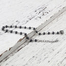 Gray and Silver Beaded Anklet or Bracelet, Stainless Steel, 6.75" long, jlr0306